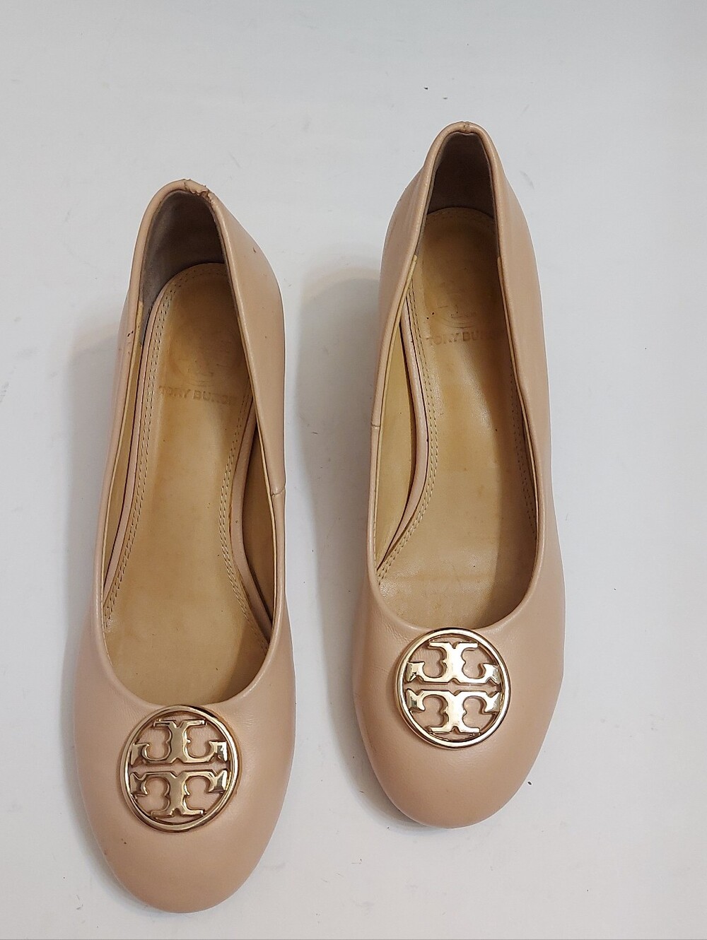 Tory Burch Nude Leather Reva Ballet Flats